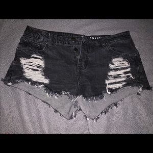 Black mid rise cut offs